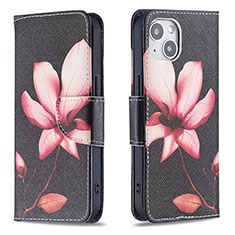 Funda de Cuero Cartera con Soporte Flores Carcasa L07 para Apple iPhone 15 Marron