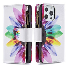 Funda de Cuero Cartera con Soporte Flores Carcasa para Apple iPhone 13 Pro Max Vistoso