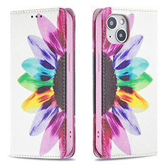 Funda de Cuero Cartera con Soporte Flores Carcasa para Apple iPhone 14 Plus Vistoso