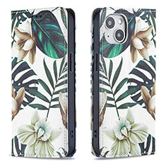 Funda de Cuero Cartera con Soporte Flores Carcasa para Apple iPhone 15 Plus Multicolor