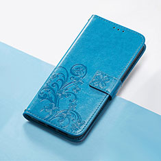 Funda de Cuero Cartera con Soporte Flores Carcasa para Google Pixel 4 Azul