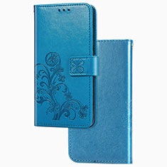 Funda de Cuero Cartera con Soporte Flores Carcasa para Google Pixel 4a Azul