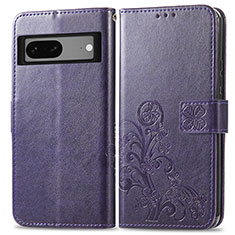 Funda de Cuero Cartera con Soporte Flores Carcasa para Google Pixel 7 5G Morado