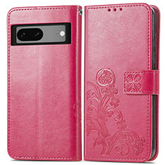 Funda de Cuero Cartera con Soporte Flores Carcasa para Google Pixel 7 5G Rosa Roja