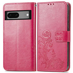 Funda de Cuero Cartera con Soporte Flores Carcasa para Google Pixel 7a 5G Rosa Roja