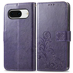 Funda de Cuero Cartera con Soporte Flores Carcasa para Google Pixel 8 5G Morado