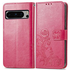 Funda de Cuero Cartera con Soporte Flores Carcasa para Google Pixel 8 Pro 5G Rosa Roja