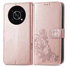 Funda de Cuero Cartera con Soporte Flores Carcasa para Huawei Enjoy 50 Pro Oro Rosa