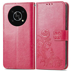 Funda de Cuero Cartera con Soporte Flores Carcasa para Huawei Enjoy 50 Pro Rosa Roja