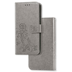 Funda de Cuero Cartera con Soporte Flores Carcasa para Huawei Honor 10X Lite Gris