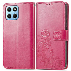 Funda de Cuero Cartera con Soporte Flores Carcasa para Huawei Honor 70 Lite 5G Rosa Roja