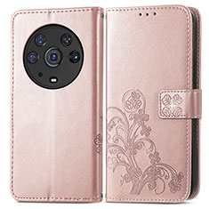 Funda de Cuero Cartera con Soporte Flores Carcasa para Huawei Honor Magic3 Pro 5G Oro Rosa