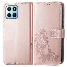 Funda de Cuero Cartera con Soporte Flores Carcasa para Huawei Honor X6 5G Oro Rosa