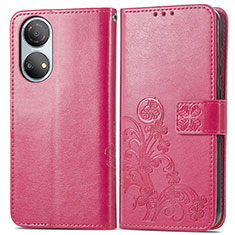 Funda de Cuero Cartera con Soporte Flores Carcasa para Huawei Honor X7 Rosa Roja