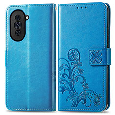 Funda de Cuero Cartera con Soporte Flores Carcasa para Huawei Nova 10 Pro Azul