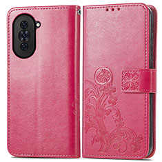 Funda de Cuero Cartera con Soporte Flores Carcasa para Huawei Nova 10 Pro Rosa Roja