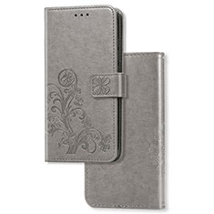 Funda de Cuero Cartera con Soporte Flores Carcasa para Huawei Nova 8 SE 4G Gris