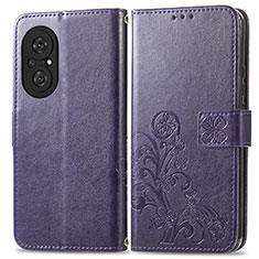 Funda de Cuero Cartera con Soporte Flores Carcasa para Huawei Nova 9 SE Morado