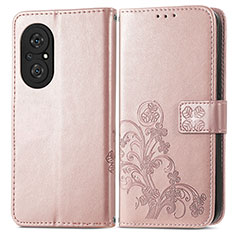 Funda de Cuero Cartera con Soporte Flores Carcasa para Huawei Nova 9 SE Oro Rosa