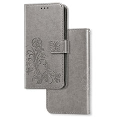 Funda de Cuero Cartera con Soporte Flores Carcasa para Huawei P Smart Z (2019) Gris