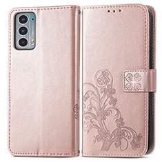 Funda de Cuero Cartera con Soporte Flores Carcasa para Motorola Moto Edge 20 5G Rosa