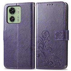 Funda de Cuero Cartera con Soporte Flores Carcasa para Motorola Moto Edge (2023) 5G Morado