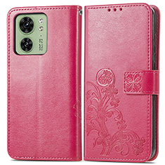 Funda de Cuero Cartera con Soporte Flores Carcasa para Motorola Moto Edge 40 5G Rosa Roja