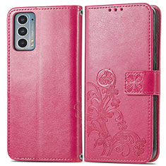 Funda de Cuero Cartera con Soporte Flores Carcasa para Motorola Moto Edge Lite 5G Rojo