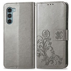 Funda de Cuero Cartera con Soporte Flores Carcasa para Motorola Moto Edge S30 5G Gris