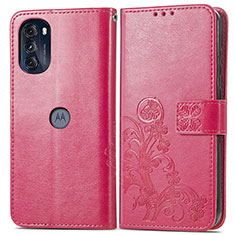 Funda de Cuero Cartera con Soporte Flores Carcasa para Motorola Moto G 5G (2022) Rojo