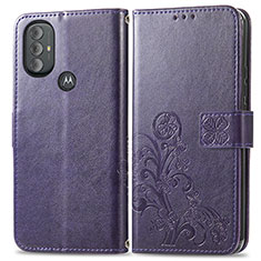 Funda de Cuero Cartera con Soporte Flores Carcasa para Motorola Moto G Play (2023) Morado