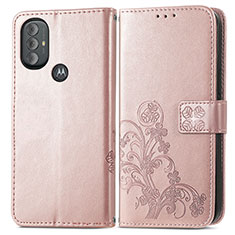 Funda de Cuero Cartera con Soporte Flores Carcasa para Motorola Moto G Play (2023) Rosa