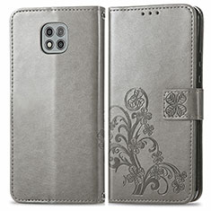 Funda de Cuero Cartera con Soporte Flores Carcasa para Motorola Moto G Power (2021) Gris