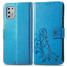 Funda de Cuero Cartera con Soporte Flores Carcasa para Motorola Moto G Stylus (2021) Azul