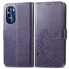 Funda de Cuero Cartera con Soporte Flores Carcasa para Motorola Moto G Stylus (2022) 4G Morado