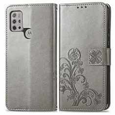 Funda de Cuero Cartera con Soporte Flores Carcasa para Motorola Moto G20 Gris