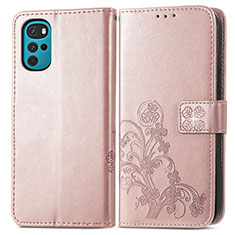 Funda de Cuero Cartera con Soporte Flores Carcasa para Motorola Moto G22 Rosa