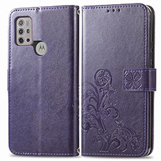 Funda de Cuero Cartera con Soporte Flores Carcasa para Motorola Moto G30 Morado