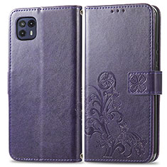 Funda de Cuero Cartera con Soporte Flores Carcasa para Motorola Moto G50 5G Morado