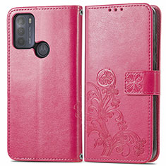 Funda de Cuero Cartera con Soporte Flores Carcasa para Motorola Moto G50 Rojo