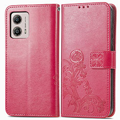 Funda de Cuero Cartera con Soporte Flores Carcasa para Motorola Moto G53 5G Rosa Roja