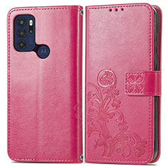 Funda de Cuero Cartera con Soporte Flores Carcasa para Motorola Moto G60s Rojo