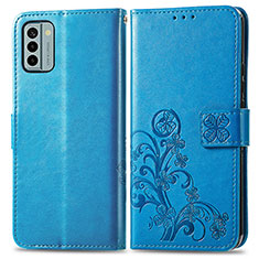 Funda de Cuero Cartera con Soporte Flores Carcasa para Nokia G22 Azul