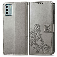 Funda de Cuero Cartera con Soporte Flores Carcasa para Nokia G22 Gris