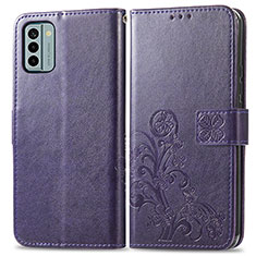 Funda de Cuero Cartera con Soporte Flores Carcasa para Nokia G22 Morado