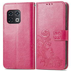 Funda de Cuero Cartera con Soporte Flores Carcasa para OnePlus 10 Pro 5G Rosa Roja