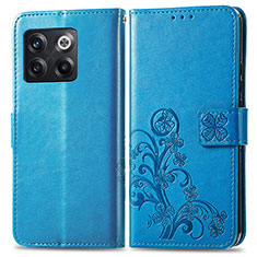 Funda de Cuero Cartera con Soporte Flores Carcasa para OnePlus 10T 5G Azul