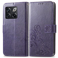 Funda de Cuero Cartera con Soporte Flores Carcasa para OnePlus Ace Pro 5G Morado