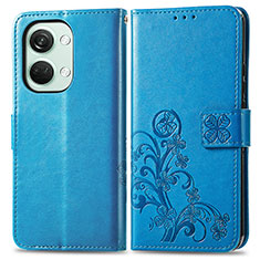 Funda de Cuero Cartera con Soporte Flores Carcasa para OnePlus Nord 3 5G Azul