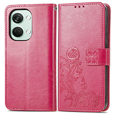 Funda de Cuero Cartera con Soporte Flores Carcasa para OnePlus Nord 3 5G Rosa Roja